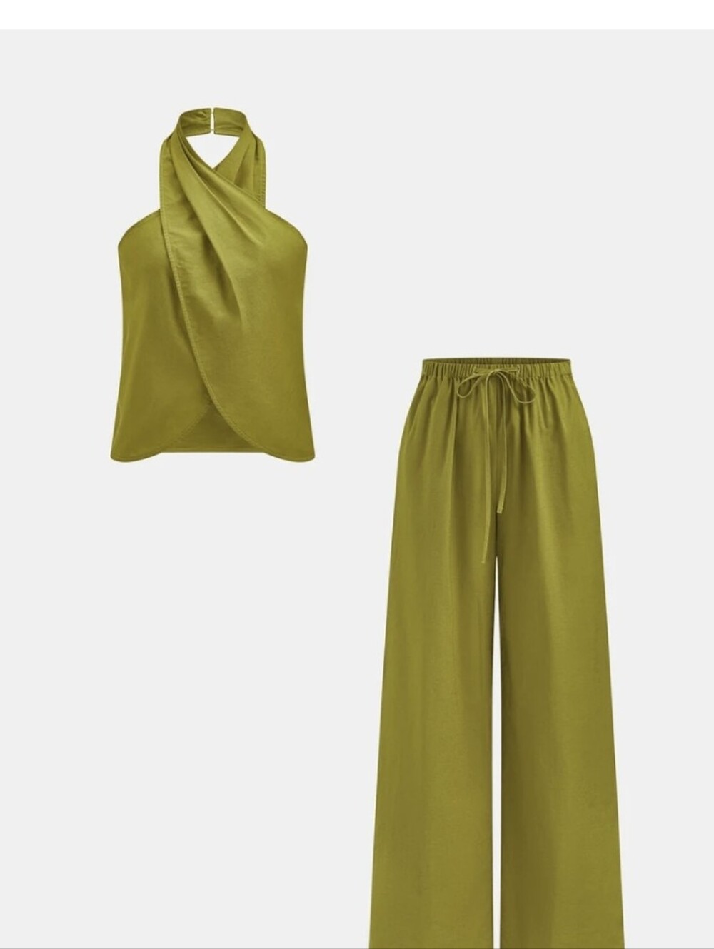 Commense Pantsuit Set Cotton Linen Chartreuse XS NWT